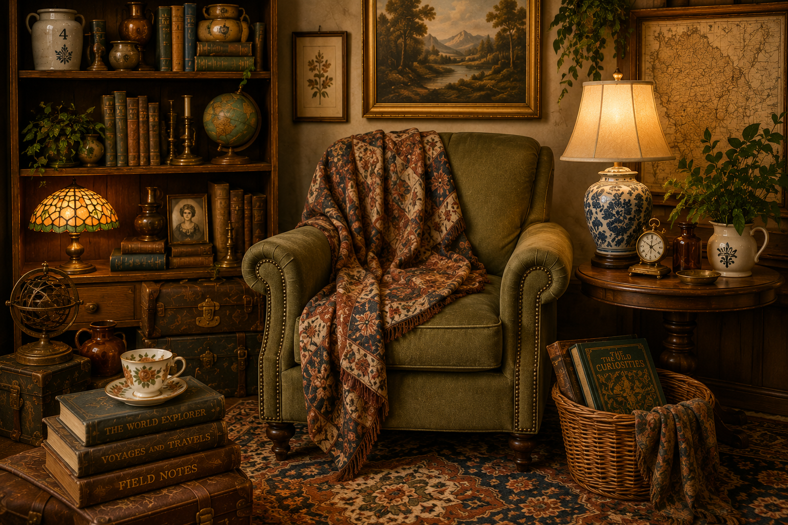 Curated reading nook display